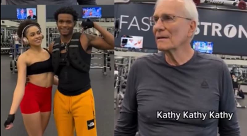 83-Year-Old Man Inspires Young Couple with Intense Gym Workout Advice