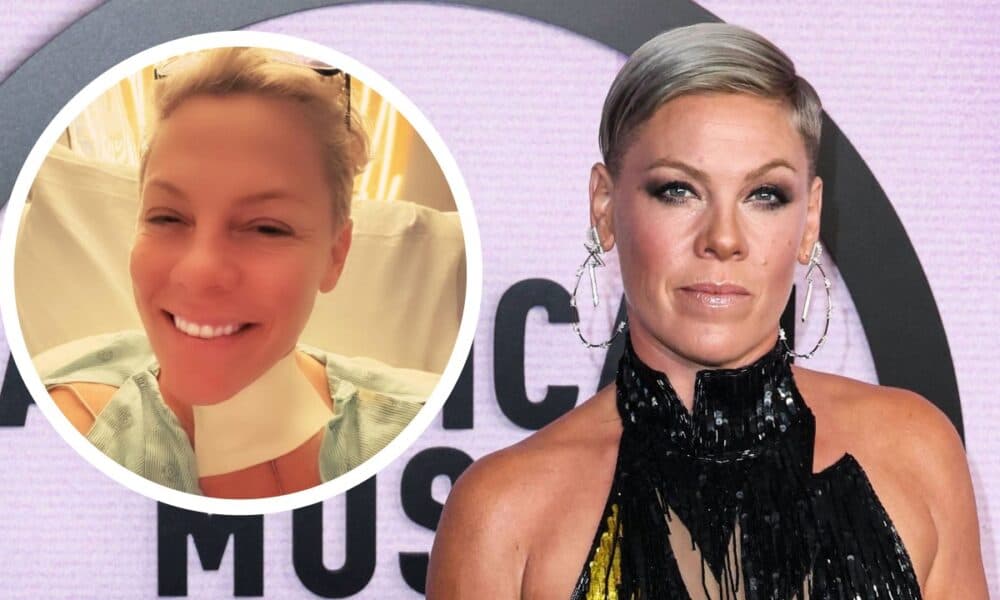 Pink Spends New Year's Eve Alone in Hospital with Bandage on Neck