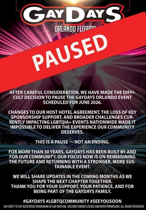 Gay Days at Disney World Paused for 2026 Due to Sponsorship Issues